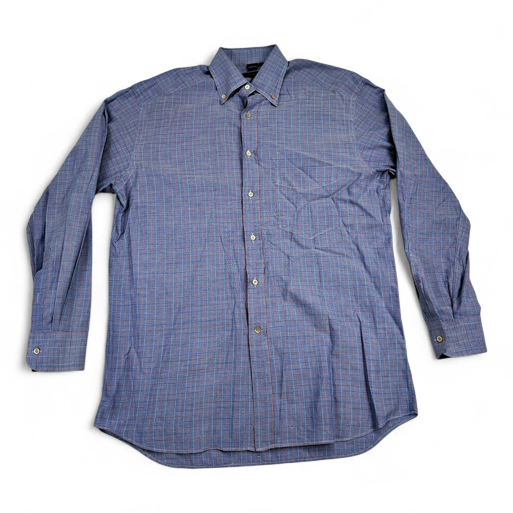 Jeff Rose Men's Italian 100% Cotton‎ Button-Down Dress Shirt M